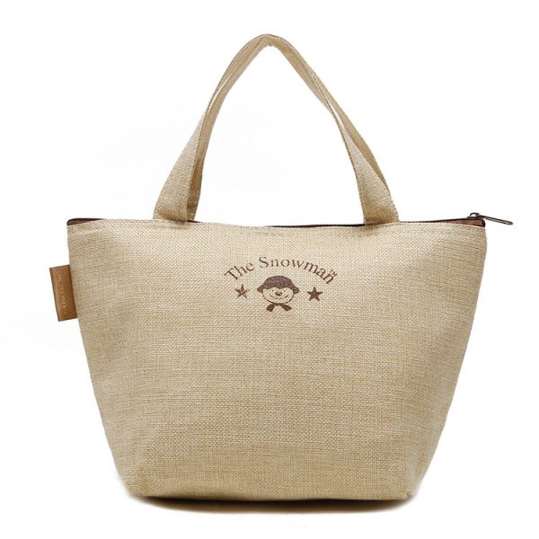Cute Printed Jute Food Lunch Shopping Cooler Bag - Image 6
