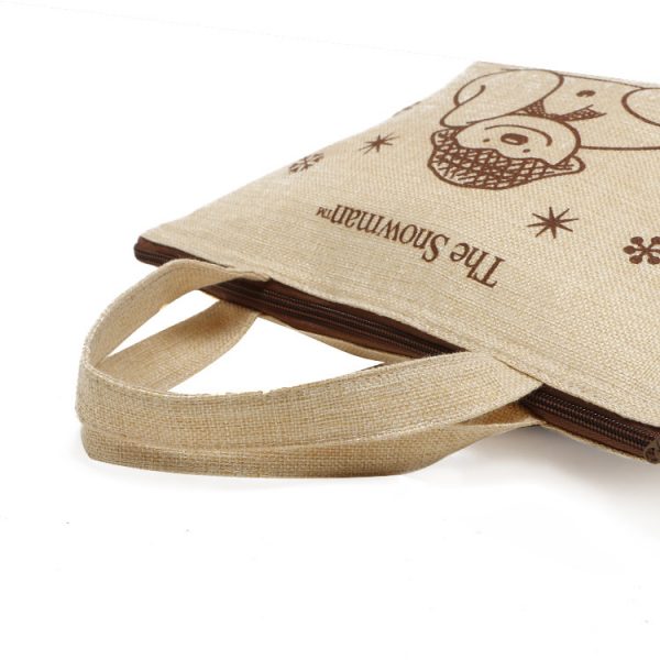Cute Printed Jute Food Lunch Shopping Cooler Bag - Image 4