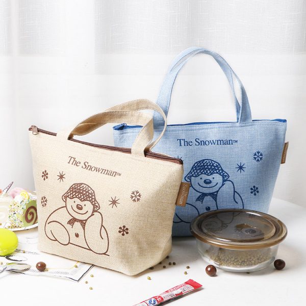 Cute Printed Jute Food Lunch Shopping Cooler Bag - Image 2