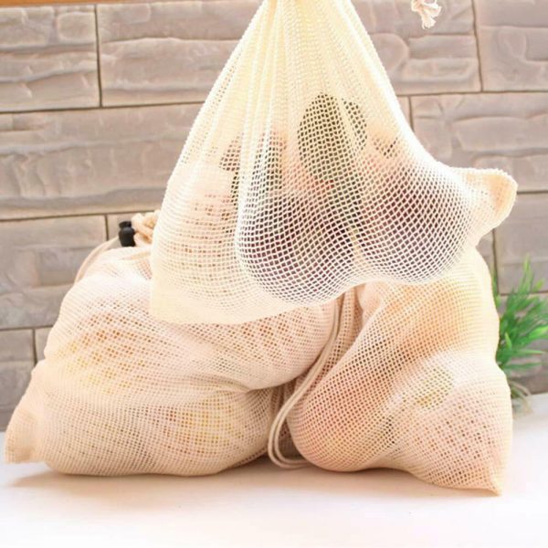 Reusable Small Drawstring Mesh Bag Net Bags For Fruits and Vegetables - Image 2
