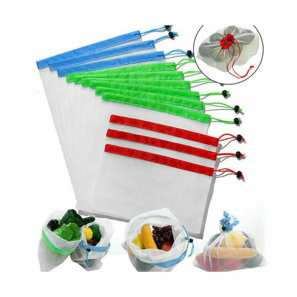 Eco Friendly Reusable Drawstring Cotton Mesh Produce Bag for vegetable - Image 3