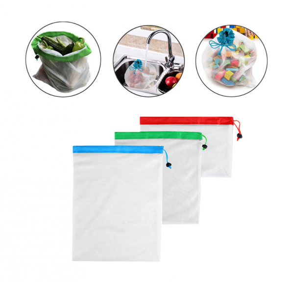 Eco Friendly Reusable Drawstring Cotton Mesh Produce Bag for vegetable - Image 4