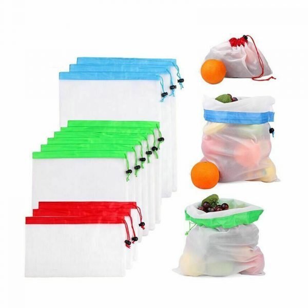 Eco Friendly Reusable Drawstring Cotton Mesh Produce Bag for vegetable - Image 2
