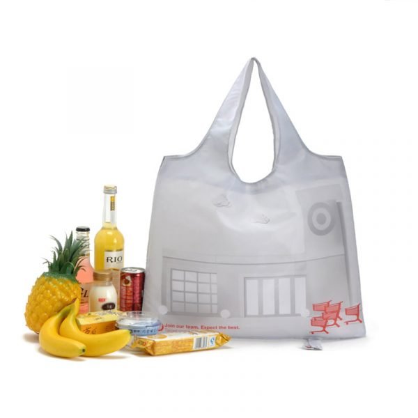 Luxury custom logo Printed Polyester Reusable Bags Foldable Shopping Bag
