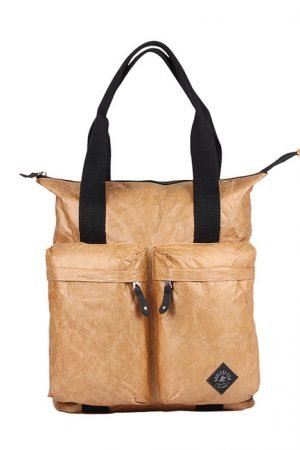 Plain Travel Foldable Waterproof Brown tyvek Paper Carrier zipper tote bag with pocket