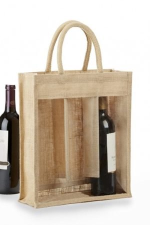 Wholesale reusable jute burlap wine tote gift bag