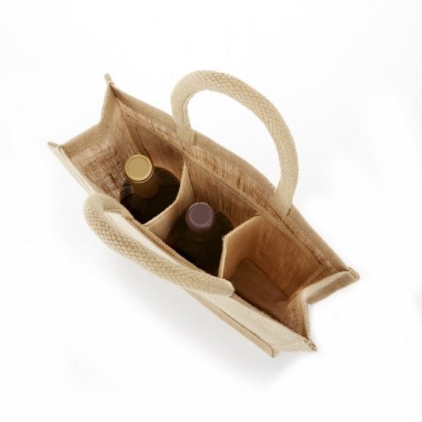 Wholesale reusable jute burlap wine tote gift bag - Image 2