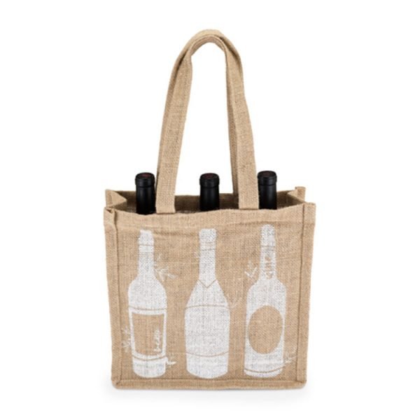 Wholesale reusable jute burlap wine tote gift bag - Image 5