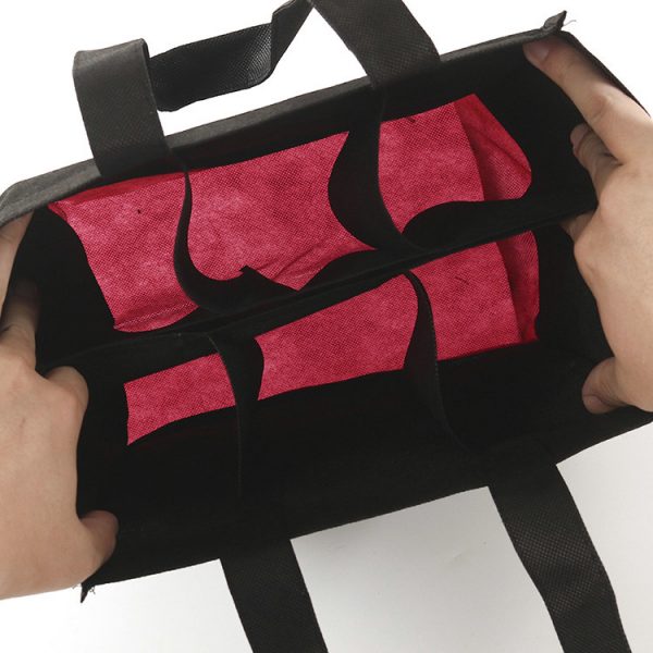 Custom PP 6 Bottle Non Woven Wine Protector Carrier Bag - Image 4