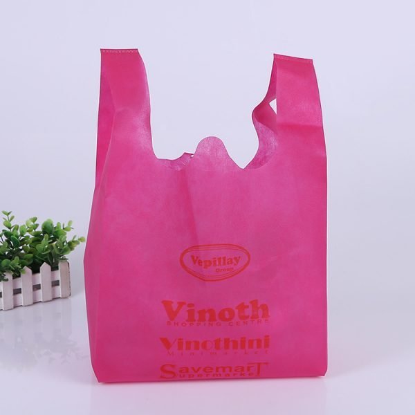 Custom Eco Friendly W Cut Non Woven Polypropylene T-Shirt Shopping Tote Bag - Image 6