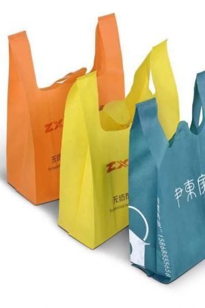 Custom Eco Friendly W Cut Non Woven Polypropylene T-Shirt Shopping Tote Bag