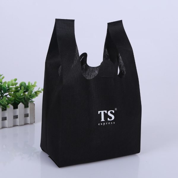 Custom Eco Friendly W Cut Non Woven Polypropylene T-Shirt Shopping Tote Bag - Image 7