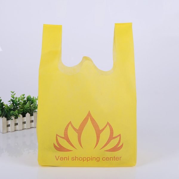 Custom Eco Friendly W Cut Non Woven Polypropylene T-Shirt Shopping Tote Bag - Image 5