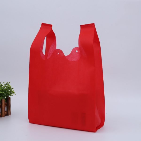 Custom Eco Friendly W Cut Non Woven Polypropylene T-Shirt Shopping Tote Bag - Image 3