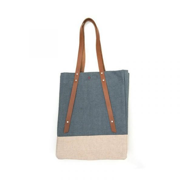 Custom Eco Friendly Jute Tote Bag Handbag with leather handle - Image 6