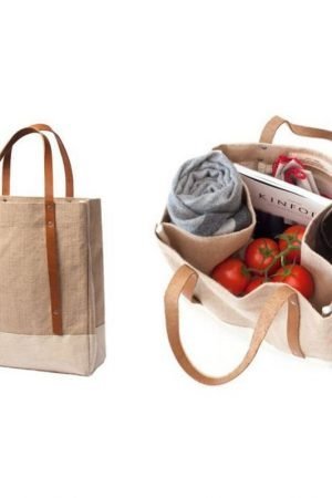 Custom Eco Friendly Jute Tote Bag Handbag with leather handle