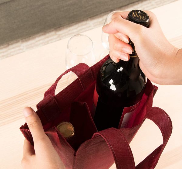 Custom Polyproplene nonn woven Reusable Gift Tow Bottle Wine Tote Bags For Wedding Or Birthday - Image 2