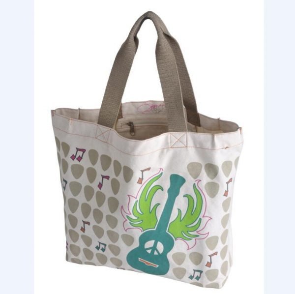 Custom Printed Organic Cotton Canvas Casual Tote Handags With Cotton Webbing Handle