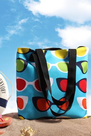 Custom Wholesale Heat Sublimation Printing Polyester Canvas Reusable Tote Beach Bags