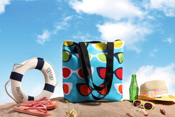 Custom Wholesale Heat Sublimation Printing Polyester Canvas Reusable Tote Beach Bags