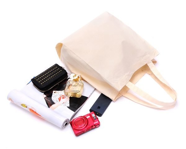 Wholesale Eco-frienly White Standard Size Reusable Blank Plain Cotton Tote Bags - Image 6