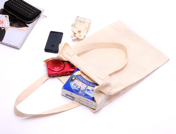 Wholesale Eco-frienly White Standard Size Reusable Blank Plain Cotton Tote Bags - Image 3