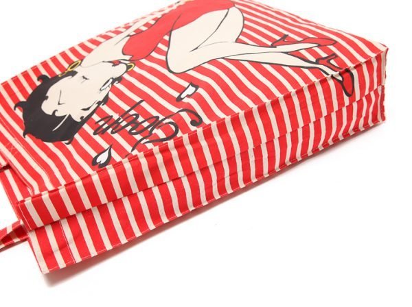Custom Stripe Printing Calico Cotton Casual Shoulder Tote Shopping Bags - Image 3