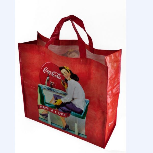 Custom Gravue Print Lamination Polypropylene Woven Promotion Shopper Gift Bags With Bottle Holder