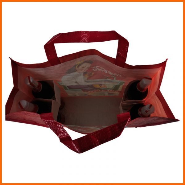 Custom Gravue Print Lamination Polypropylene Woven Promotion Shopper Gift Bags With Bottle Holder - Image 4