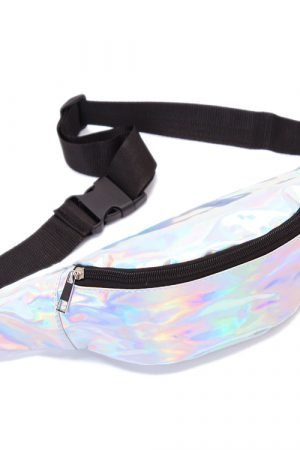 Custom Women Fanny PU Leather Holographic Laser Print Waterproof Crossbody Waist Sport Belt Bags