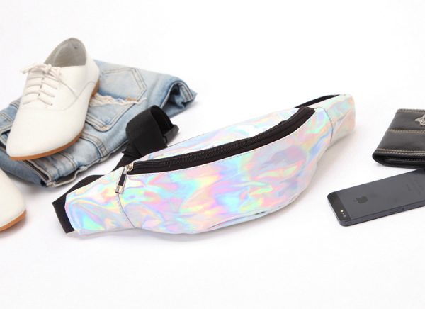 Custom Women Fanny PU Leather Holographic Laser Print Waterproof Crossbody Waist Sport Belt Bags - Image 6