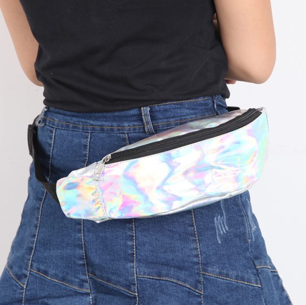 Custom Women Fanny PU Leather Holographic Laser Print Waterproof Crossbody Waist Sport Belt Bags - Image 2