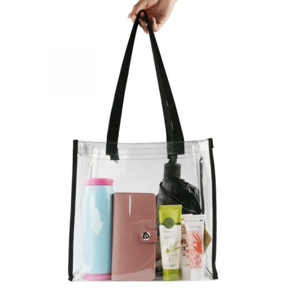 Ladies Fashional Transparent Vinyl Waterproof PVC Hand Tote Beach Bags - Image 6