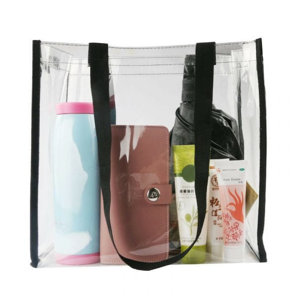 Ladies Fashional Transparent Vinyl Waterproof PVC Hand Tote Beach Bags - Image 2