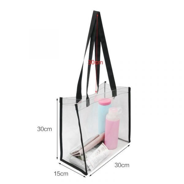 Ladies Fashional Transparent Vinyl Waterproof PVC Hand Tote Beach Bags - Image 3