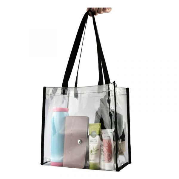 Ladies Fashional Transparent Vinyl Waterproof PVC Hand Tote Beach Bags