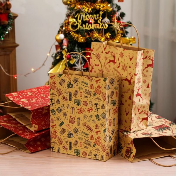 Manufacturer Wholesale Recycable Standard Size Kraft Paper Christmas Gift Bags - Image 3