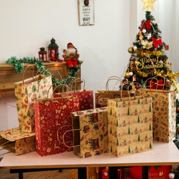 Manufacturer Wholesale Recycable Standard Size Kraft Paper Christmas Gift Bags - Image 6
